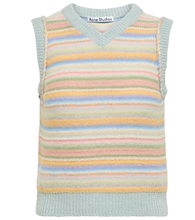 Acne Studios Striped Intarsia Sweater Vest In Pale Blue,multi