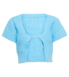 Jacquemus La Maille Neve Cropped Brushed Knitted Cardigan In Light Blue