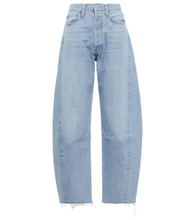 Agolde Luna Pieced High Rise Cotton Jeans In Void In Blue