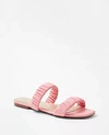 Ann Taylor Leather Ruched Flat Slide Sandals In Passion Fruit