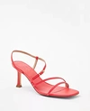 Ann Taylor Leather Strappy Heeled Sandals In Hibiscus