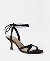ANN TAYLOR SUEDE BRAIDED ANKLE WRAP SANDALS