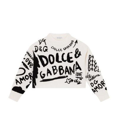 Dolce & Gabbana Kids Virgin Wool Graffiti Sweater (2-6 Years) In Neutrals