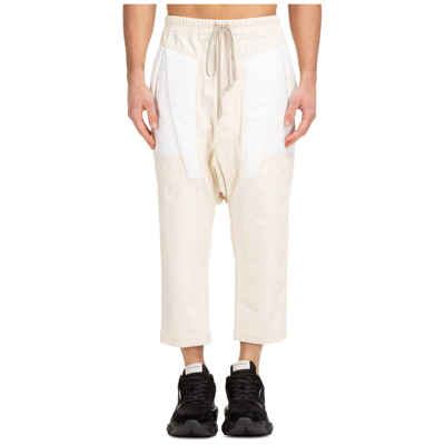 Rick Owens Beige Long Drawstring Trousers In Natural/chalk White