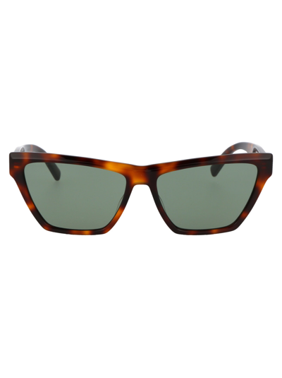 Saint Laurent Eyewear Logo Engraved Sunglasses In Brown