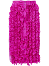 Msgm Ruffle-detail High-waisted Skirt In Fuxia
