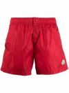 Moncler Red Drawstring Swim Shorts In Red
