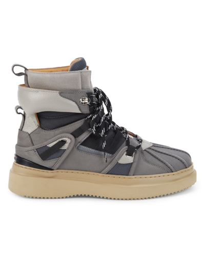 Buscemi Men s Hi top Leather Duck Boots In Grey ModeSens