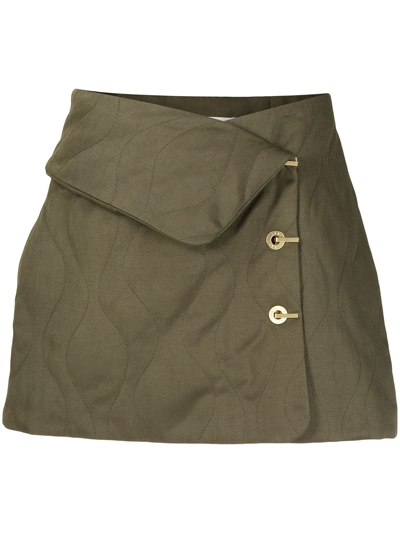 Dion Lee Quilted-finish Mini Skirt In Grün