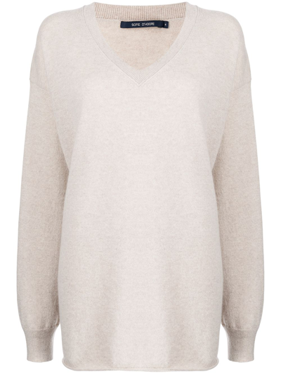 Sofie D'hoore V-neck Edge Sweater Knit Oatmeal In White