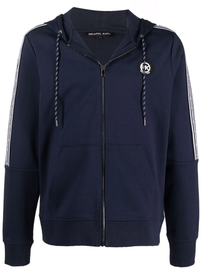 Michael Kors Logo-patch Zip-up Hoodie In Blau