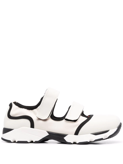 Marni Round-toe Double-strap Sneakers In White,black