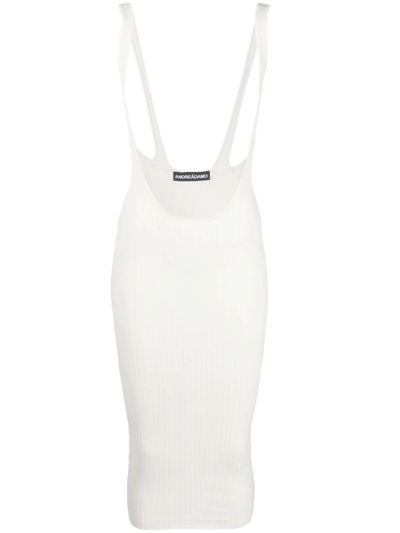 Andreädamo Ribbed-knit Pinafore Skirt In White