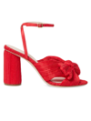Loeffler Randall Camellia Pleated Bow Sandals In Red