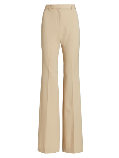 Nili Lotan Arielle Wool-twill Flared Pants In Khaki