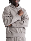 Calvin Klein Standards Cotton Blend Fleece Logo Print Relaxed Fit Hoodie In Cement