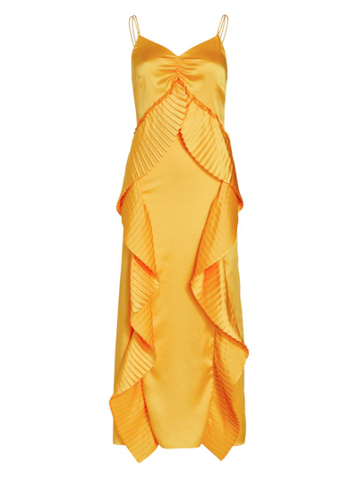 Amur Women's Leena Pleated Ruffle Slip Dress In Yellow