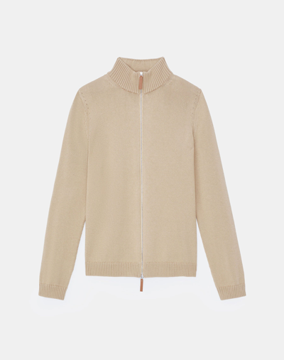 Lafayette 148 Petite Cotton-silk Tape Knit Bomber In Beige