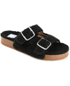 Journee Collection Delpheen Faux Shearling Footbed Sandal In Black