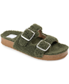 Journee Collection Delpheen Faux Shearling Footbed Sandal In Forest