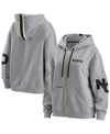 WEAR BY ERIN ANDREWS WOMEN'S WEAR BY ERIN ANDREWS HEATHERED GRAY NEW ORLEANS SAINTS PLUS SIZE TAPED FULL-ZIP HOODIE
