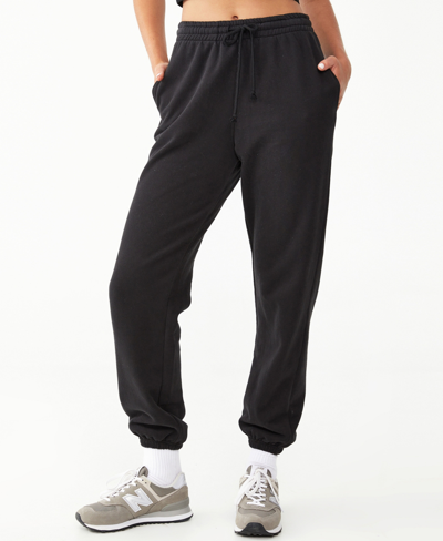 Cotton On Body Women's Plush Gym Track Sweatpant Jogger In Washed Black