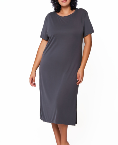 Icollection Lilliana Plus Size Modal Lounge Dress In Gray