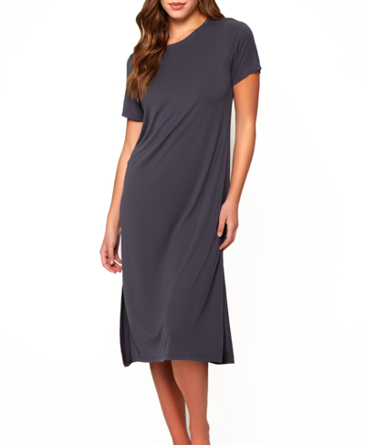 Icollection Lilliana Plus Size Modal Lounge Dress In Gray