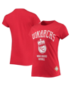 STITCHES WOMEN'S STITCHES RED KANSAS CITY MONARCHS NEGRO LEAGUE LOGO T-SHIRT