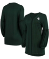 GAMEDAY COUTURE WOMEN'S GREEN MICHIGAN STATE SPARTANS OFFSET BUBBLE SLEEVE CARDIGAN