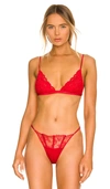 Fleur Du Mal Charlotte Lace Triangle Bra In Rouge