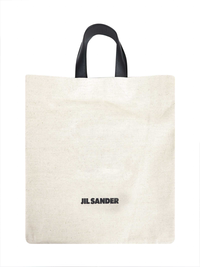 Jil Sander Flat Shopper Tote In White