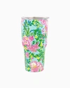Double Wall Stainless Steel Body With Clear Acrylic Lid And Silicone Seal. 30 oz Capacity. Bellyband Women's Stainless Steel Insulated Tumbler In Blue - Lilly Pulitzer