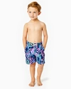 Printed Nylon Boxer-style Swim Trunk With Elastic And Drawstring Waist, Mesh Liner And Comfortable P Boys Junior Capri Swim Trunks In Oyster Bay Navy Youve Been Spotted