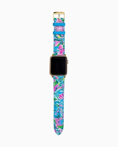 Printed Leatherette Apple Watch Band With Gold Hardware. Fits 38mm And 40mm Apple Watches And Connec Apple Watch Band In Pink