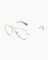 Lilly Pulitzer Palm Tree Blue Light Glasses In Gold Metallic