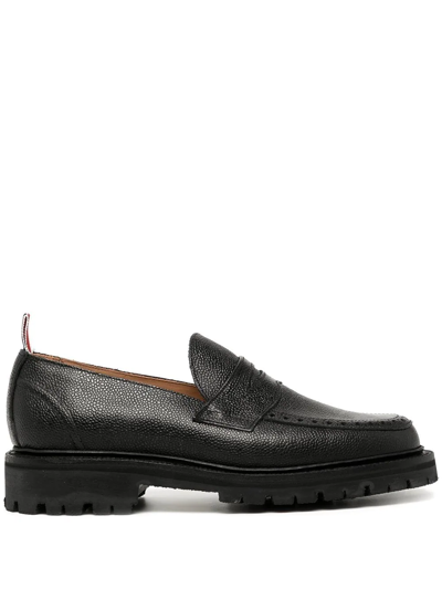 Thom Browne Grosgrain-loop Round-toe Loafers In Black