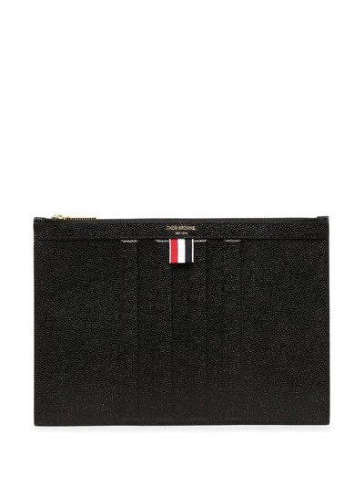 THOM BROWNE PEBBLED RECTANGULAR CLUTCH BAG