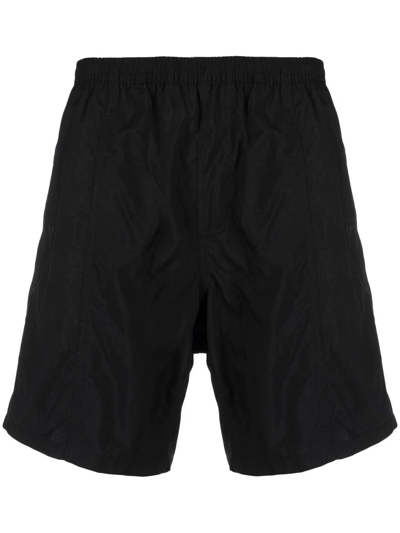 Ami Alexandre Mattiussi Logo-plaque Elasticated-waistband Shorts In Black