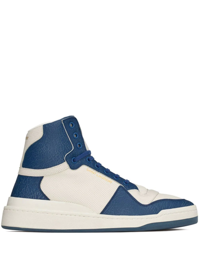 Saint Laurent Colour-block High-top Trainers In Weiss