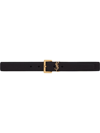 Saint Laurent Monogram-logo Wide Leather Belt In Schwarz