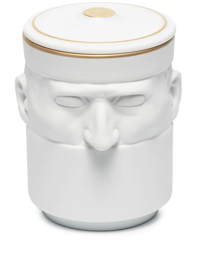 Ginori 1735 Il Seguace Candleholder And Black Stone Scented Candle (190g) In White