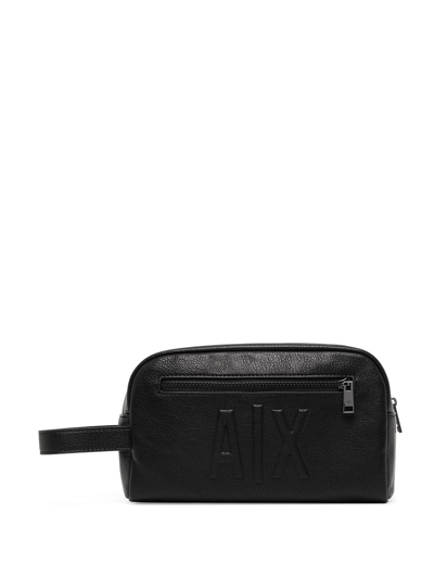 Armani Exchange Logo-embossed Wash Bag In Black