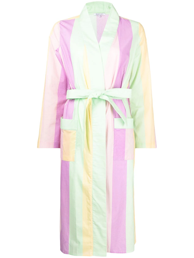 Olivia Rubin Candy Stripe Tie-waist Dressing Gown Jacket In Multicolour