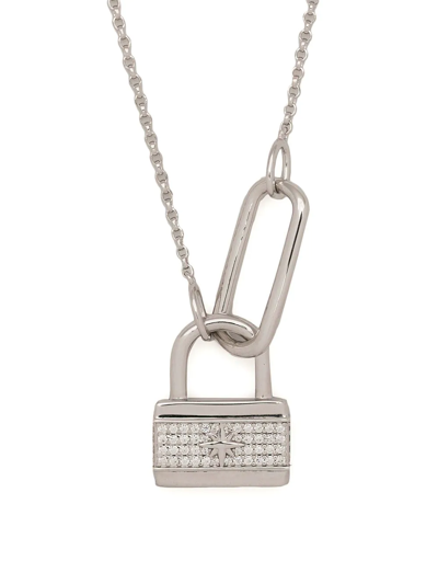 Apm Monaco Paved Lock Adjustable Necklace In Silber