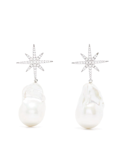 Apm Monaco Météorites Pearl-embellished Drop Earrings In Silber