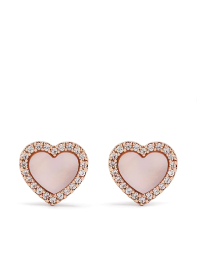 Apm Monaco Heart-charm Stud Earrings In Gold