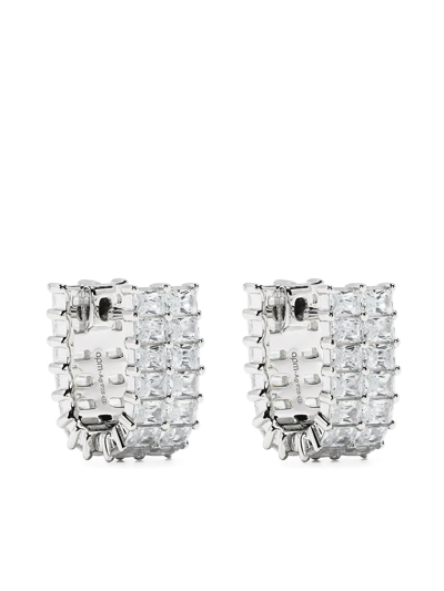 Apm Monaco Crystal-embellished Clasp Earrings In Silber