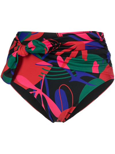 Patbo Rio Bow-detailed Printed Bikini Briefs In Black