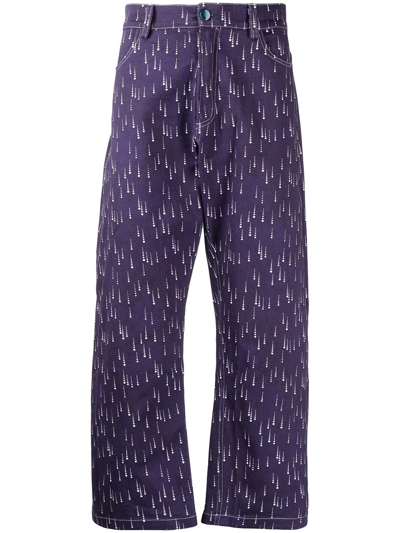 Pierre-louis Mascia Raindrop-print Cropped Jeans In Violett